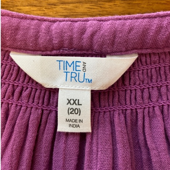 Drop Waist maxi dress 100% Cotton Purple Button Front Size 20 - Picture 5 of 6